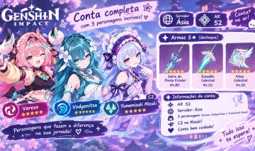 Genshin impact- CONTA AR52 COM VARESA, VODYANITSA E MIZUKI C2