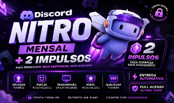 DISCORD NITRO MENSAL + 2 IMPULSOS | ENVIO AUTOMÁTICO