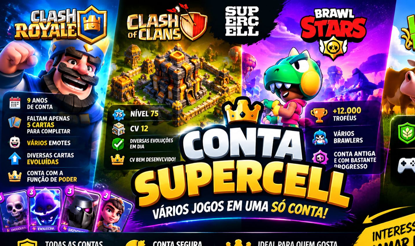 CONTA SUPERCELL ANTIGA | CLASH ROYALE 9 ANOS +CLASH OF CLANS +BRAWL STARS 12K+
