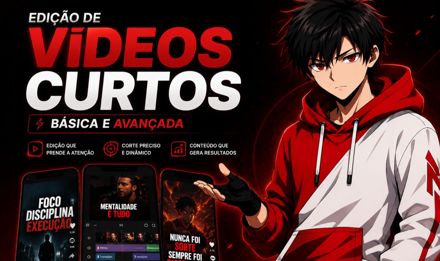 EDIÇÃO DE VÍDEOS CURTOS PARA TIKTOK, REELS E SHORTS BÁSICA E AVANÇADA