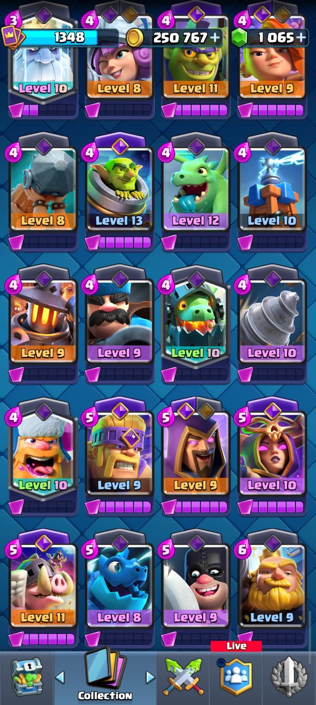 CR | CONTA CLASH ROYALE COM 7611 TROFEUS ARENA 20 | COM EVO E HEROICO