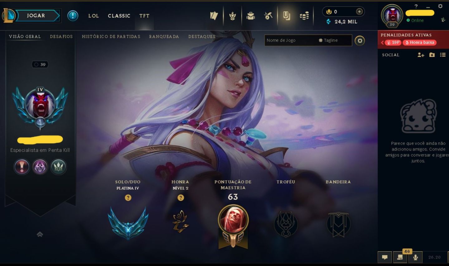(UPADA À MÃO) CONTA SMURF - PLATINA 4 - 24,2K EA - SKINS - 100% SEGURA