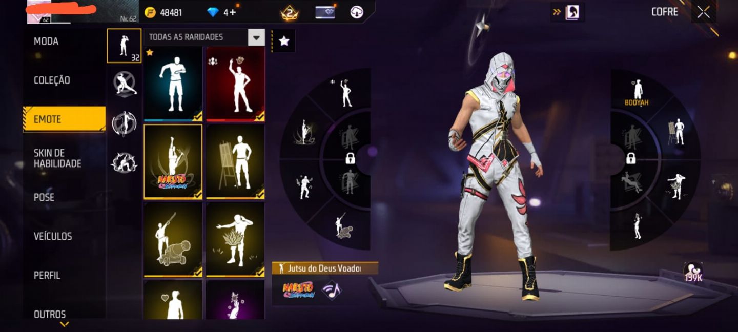 Conta free fire com angelical, armas tributadas