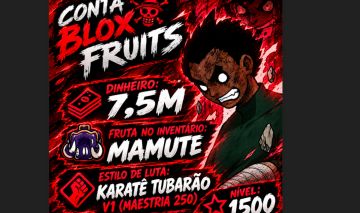 Conta Blox Fruits | Nível 1500 | 7,5M Money | Mamute no inventario