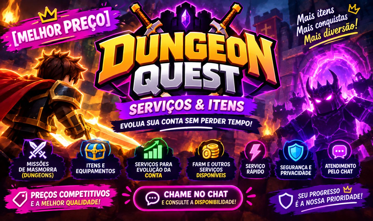 [MELHOR PREÇO] Dungeon Quest Roblox (itens + carrys)