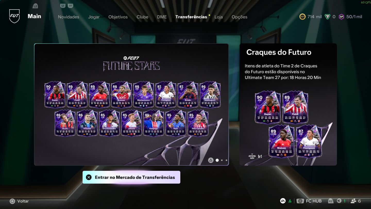 Conta EA FC 27 Galeria Lv.10, Div 2, 700k coins, time de 2.1M.