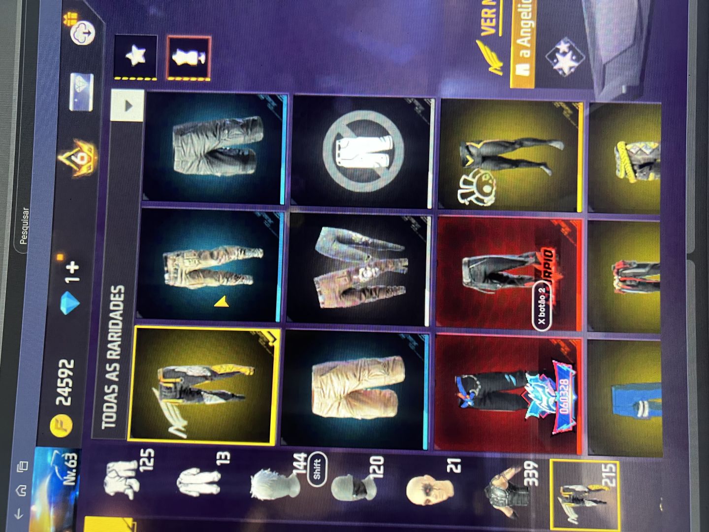 Conta de Free Fire level 63 barata pra logo