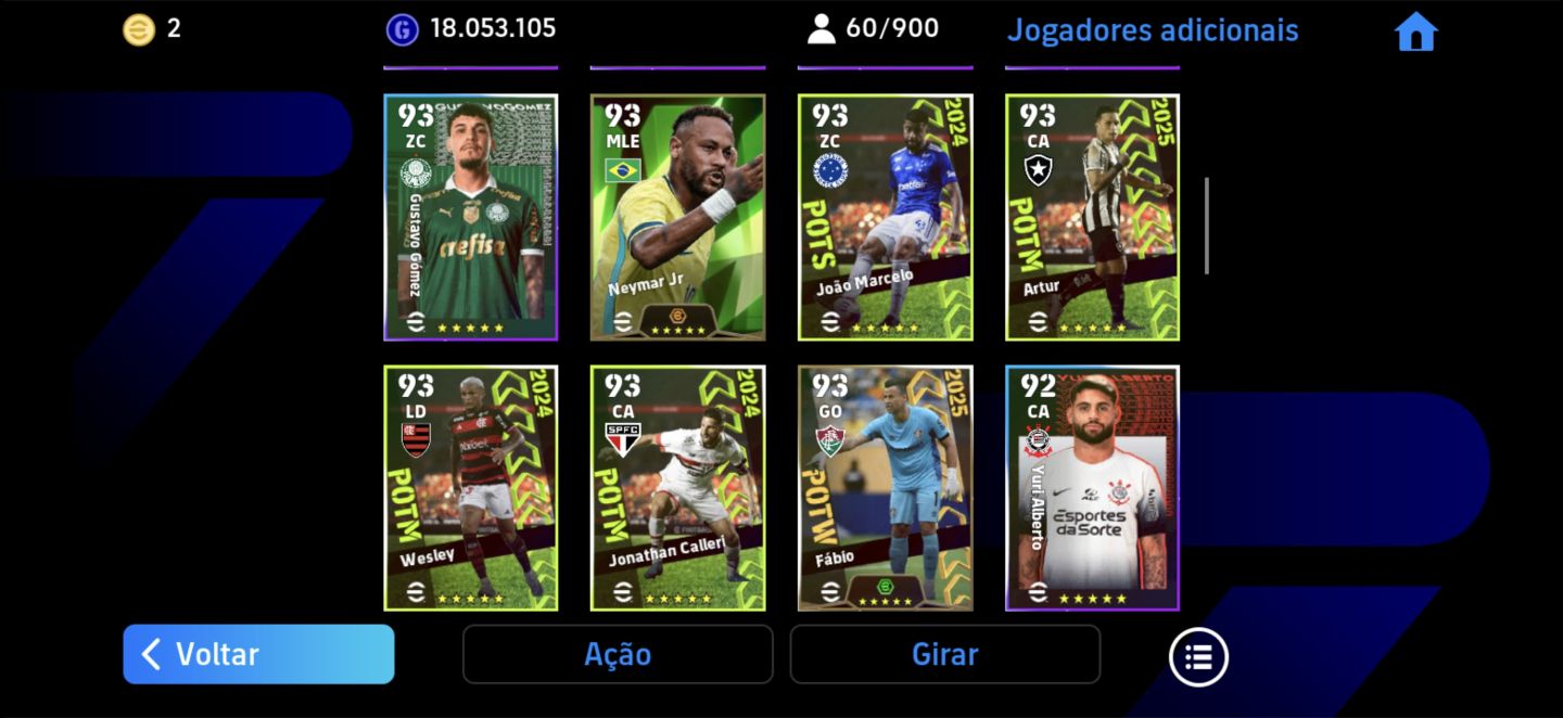Conta effotball RARA força 3179, jogadores raros desde 2023