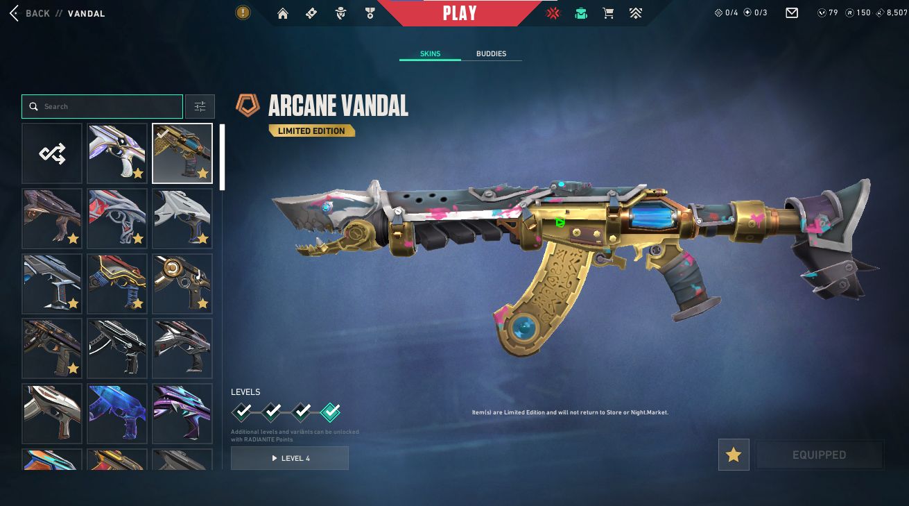 Valorant | 164 Skins | Arcane | 67.375 VP Investidos | 9 Passes