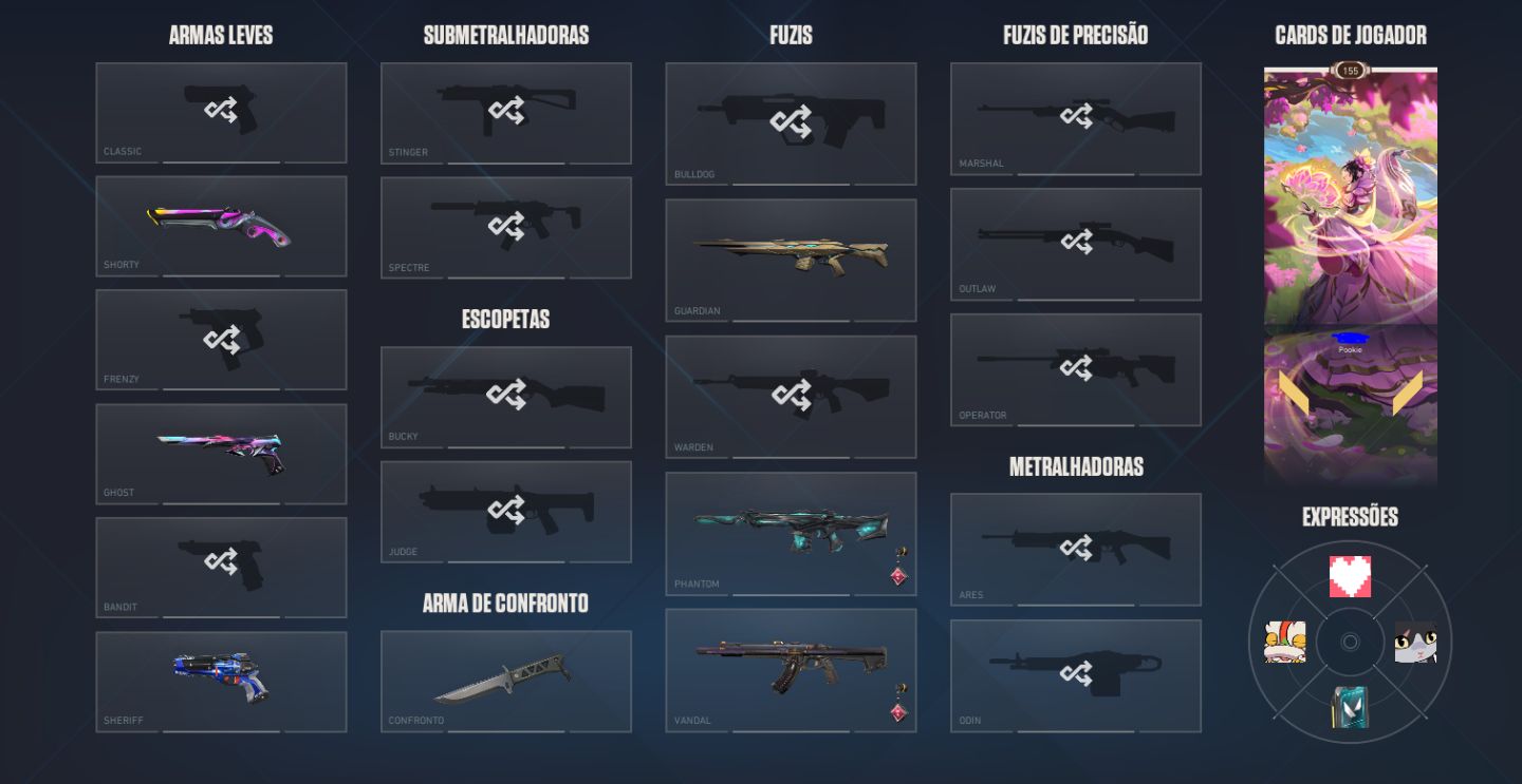 Conta Valorant com Skins - Lvl 155 - ex imortal - Faca Xenocaçador + Prelúdio