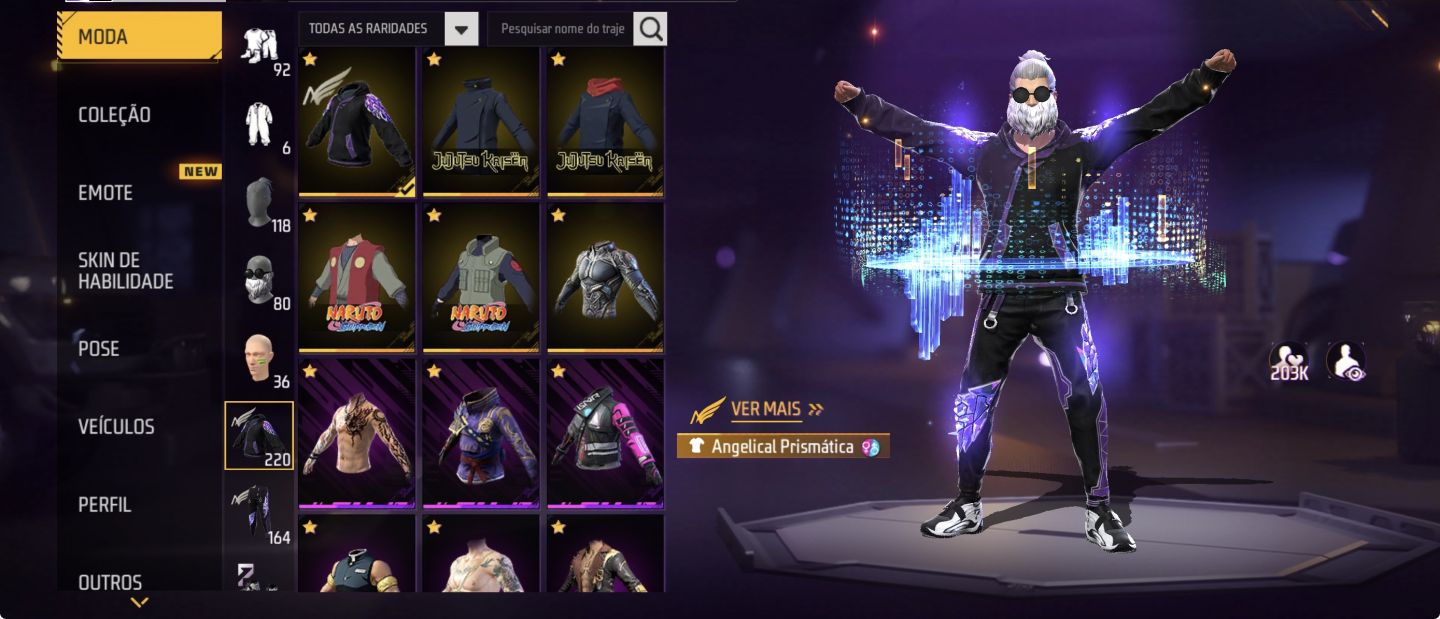 DUAS CALÇAS ANGELICAL+BARBA DO VELHO+ARMA EVOLUTIVA+PLANADOR AURA+SKIN DE ANIME