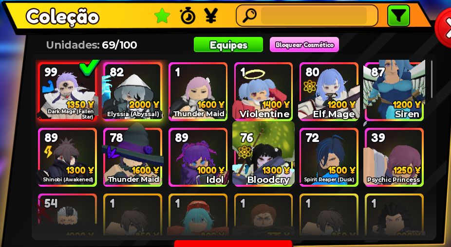 Anime Adventures Skins Units e contas (Temos Homura/aizen/alucard disponiveis)