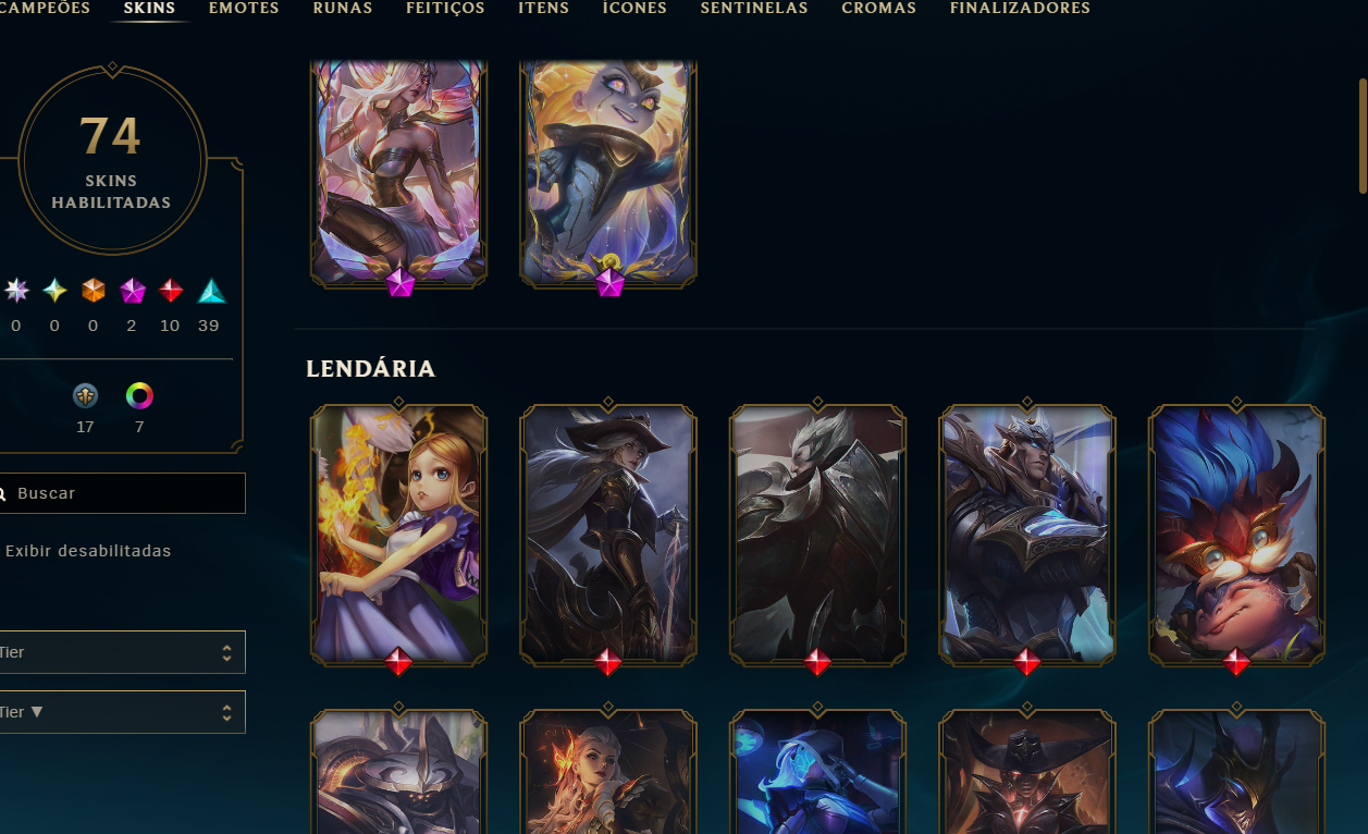 CONTA LOL OURO IV COM SKINS LENDÁRIAS