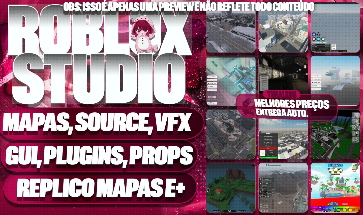 [BARATO] MAPAS PARA ROBLOX STUDIO, FAMOSOS, EB, ASSETS, NPCS, PROPS, SISTEMA E+