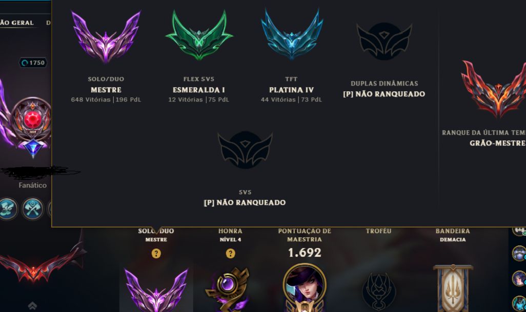 Conta reset grão mestre, atual mestre +1000 skins + skin jinx fragmentada arcane
