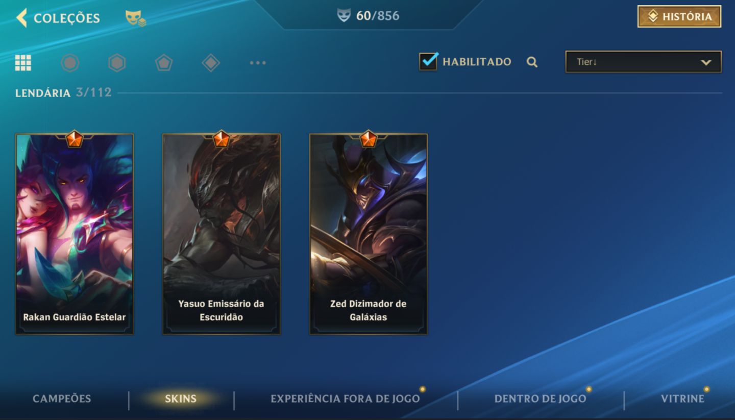 CONTA COM VARIAS SKIN NO WR E NO LOL
