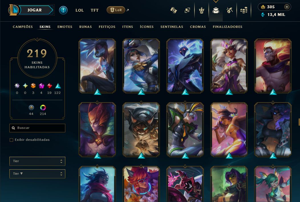 CONTA LOL 2021 - DIAMANTE 2 - 219 SKINS 216 CROMAS - WINRATE 65% - FULL ACESSO