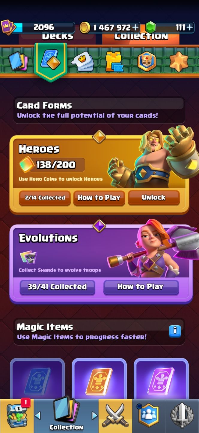 Conta Lvl 16 + todas cartas level 15 + 39 Evolucoes + 2 CRL BADGE+ Coleção 2096