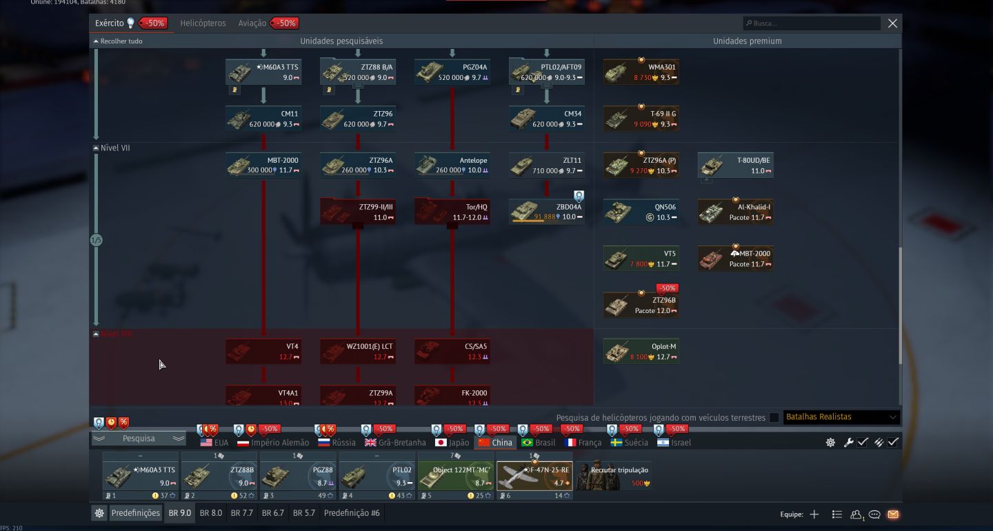 Conta Warthunder - Top Tier - Diversos veiculos Premium - Veiculos raros -