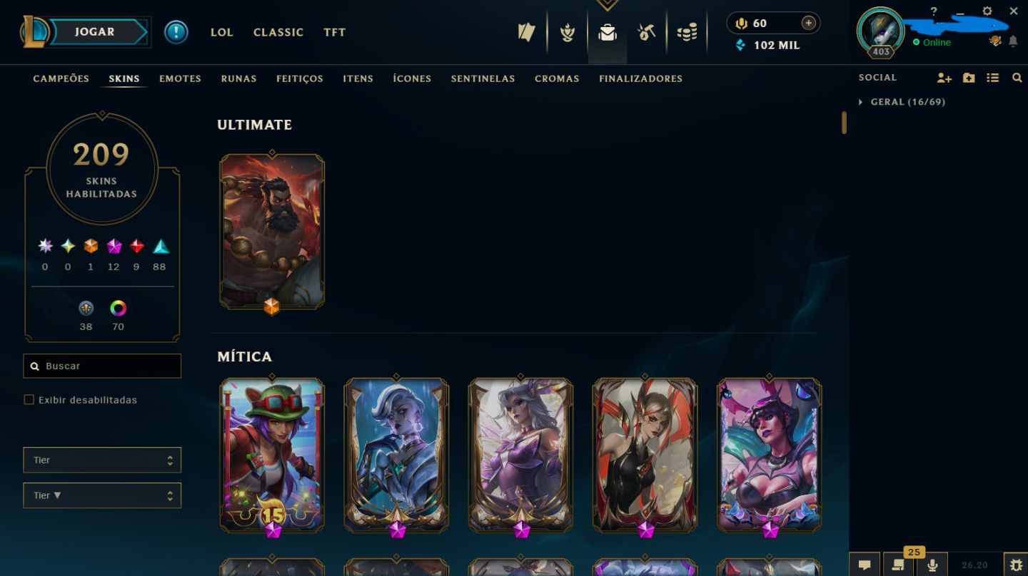 Conta rara LOL mono Kayn + detalhes descrição