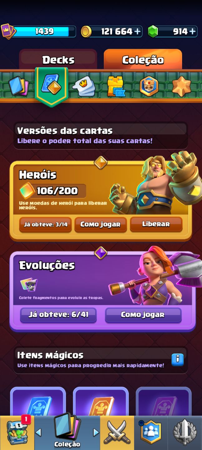 CONTA CLASH ROYALE COM 11K DE TROFÉUS, 121K DE GOLD E 914 GEMAS