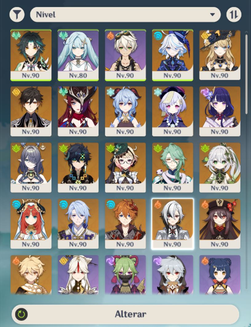 Conta Genshin EndGame com 29 5str, 13 Armas 5str, Constelações e muito mais!