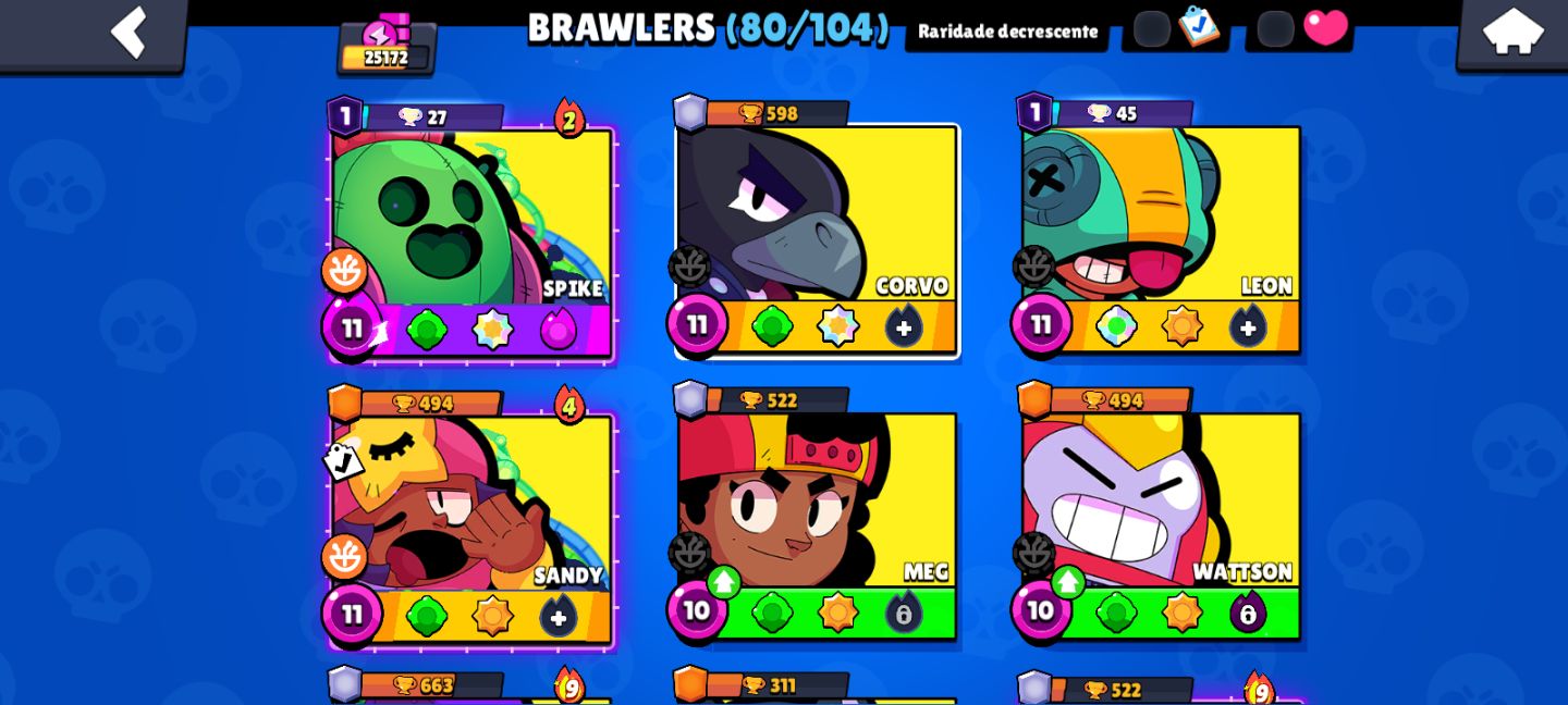CONTA BRAWL 25.172 TROFÉUS | 80/104 BRAWLERS | 9 LENDÁRIOS