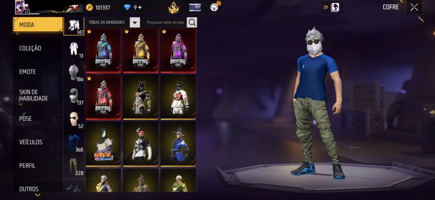 CONTA FREE FIRE BRABA com top dino sobra roxa e muito mais e evolutivas!!!!!