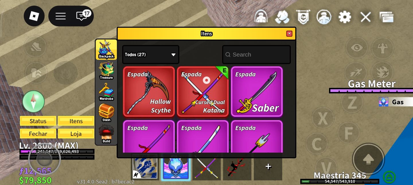 Conta Nível Máximo (Lv. 2800) | Cursed Dual Katana e Frutas Míticas