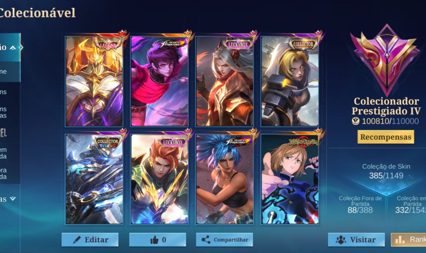 Conta colecionador prestigiado IV || Emblemas e hero full