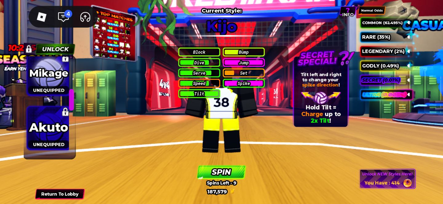 CONTA VOLLEYBALL LEGENDS ENCHO OG + KIJO OG + MIKAGE + AKUTO + 414 GIROS