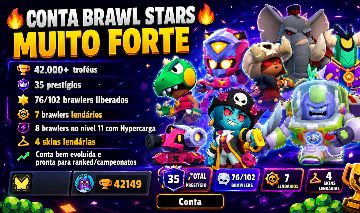 CONTA BRAWL STARS 42K TROFÉUS 35 Prestígios | 4 Skins Lendárias |