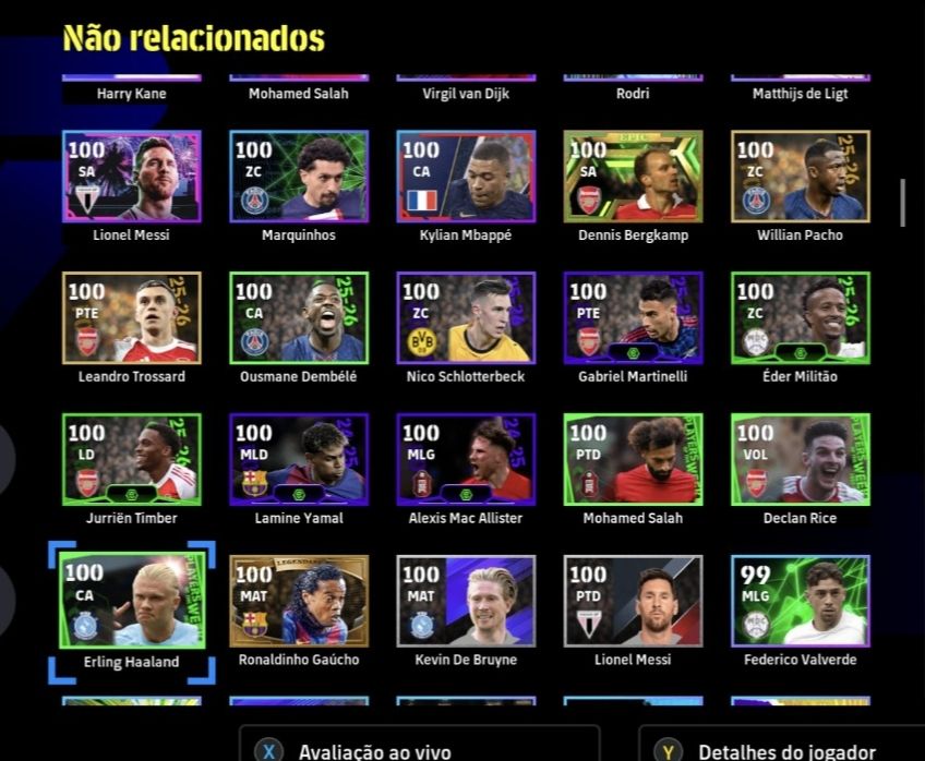 Conta Efootball Steam força 3206 vários blitz cooler, vários épicos