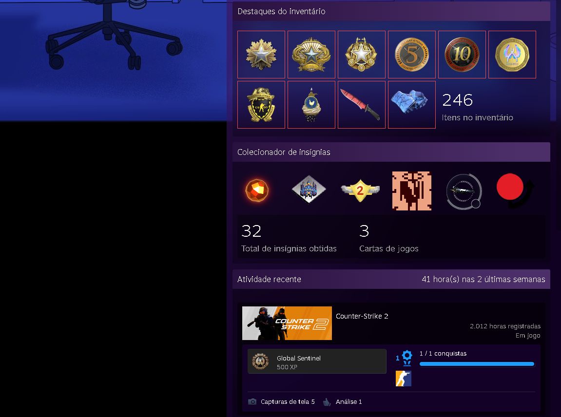 CONTA DE CS2 COM KIT AZUL SO PEGAR E JOGAR