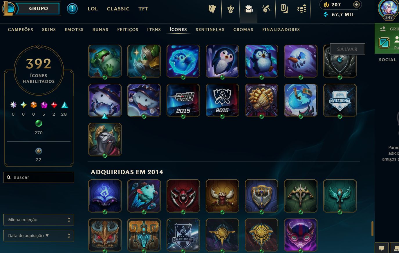 [ENTREGA AUTOMÁTICA] CONTA LOL LEVEL 347 UNRANKED (PRONTA RANKED) - FULL ACESSO!