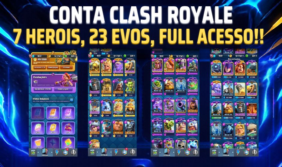 CONTA CLASH ROYALE | 10.300+ TROFÉUS | REI NV 15 | 23 EVOLUÇÕES | 7 CAMPEÕES