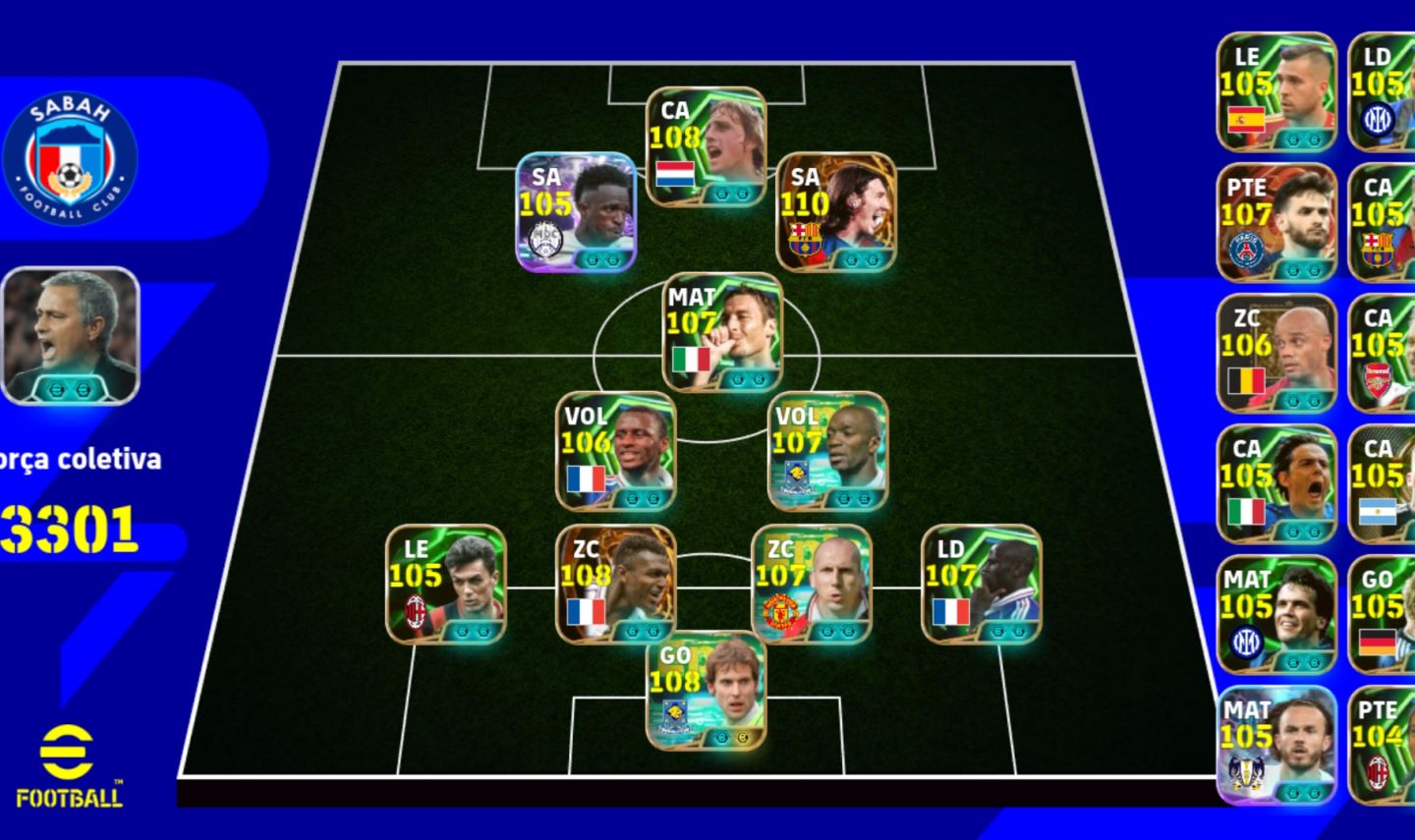 CONTA EFOOTBALL 3301 FORÇA | MESSI 110 + CRUYFF 108 + THURAM 108 SÓ KONAMI ID