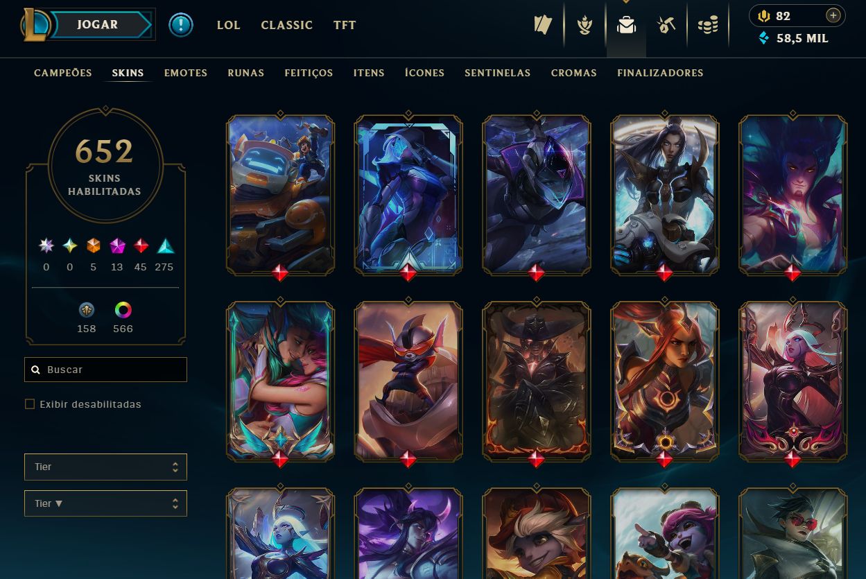 Conta de lol 2013 main sup, com skins de adcs e mid tbm o