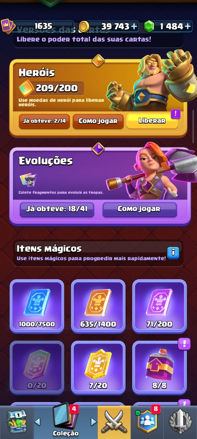 Conta antiga de Clash Royal