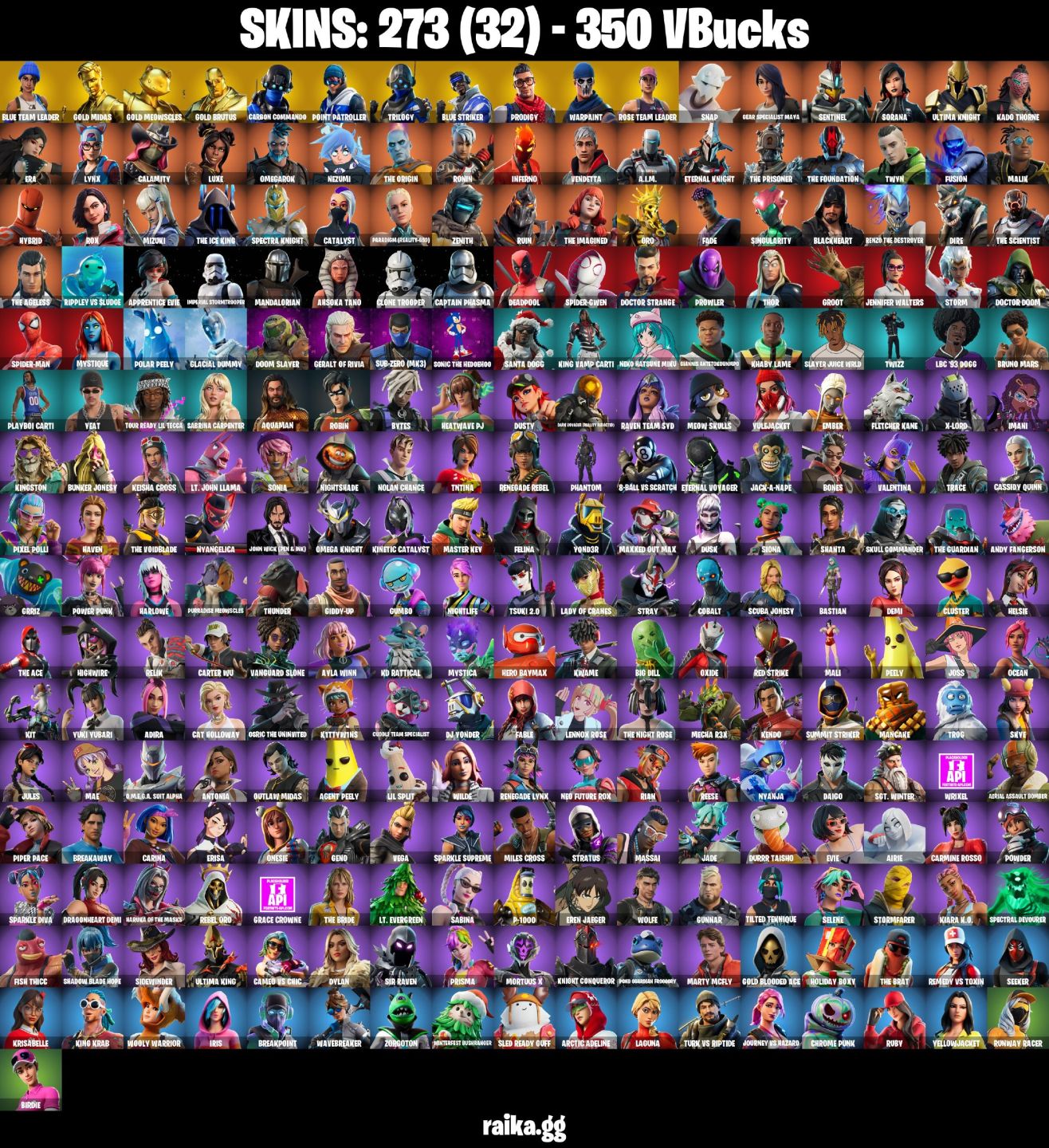273 skins | OG STW | Blue Team Leader | Gold Midas MUITAS DANÇAS