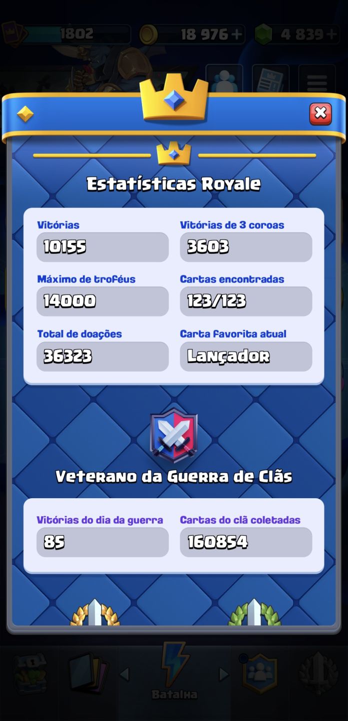 Conta clash royale, 10 anos com várias cartas full