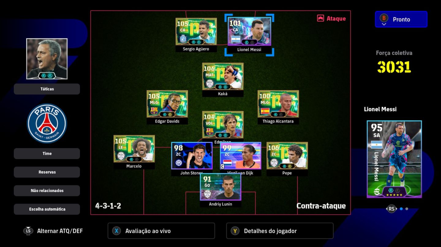 Conta eFootball XBOX / PC | Kaká 106, Davids 105, Agüero, Pepe | Full Acesso
