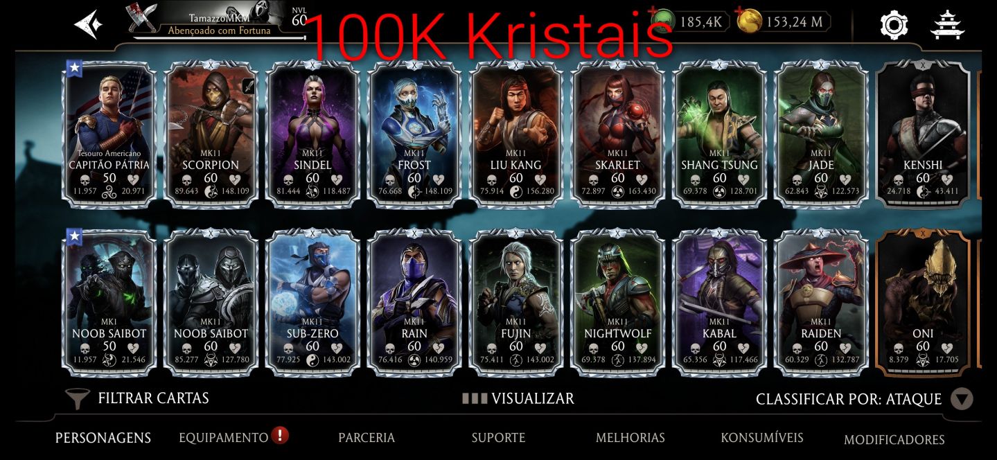 [20%DESCONTO]Contas com Almas Mortal Kombat Mobile