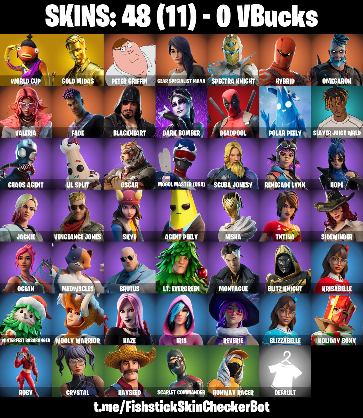 Conta Fortnite com WORLD CUP | Gold Midas | Peter Griffin | Gear e 48 Skins