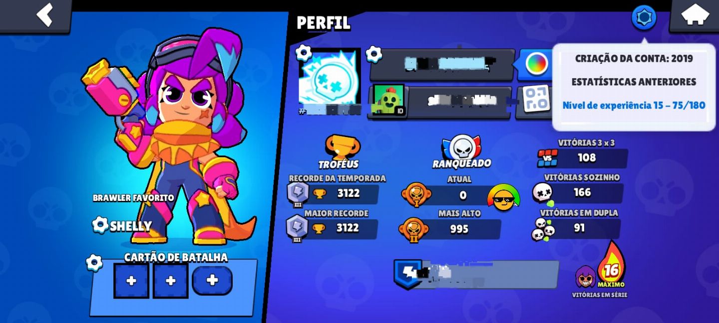 Conta brawl com varios lendarios e varias skins