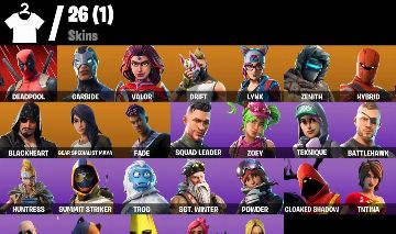 CONTA FORTNITE COM CARBONETO, ATEMPORAL, DEADPOOL, 800 V-BUCKS E 26 SKINS