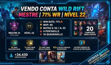 CONTA MESTRE III LVL 22 | 71% WINRATE | +34K CISCOS E BAÚS DE SKIN