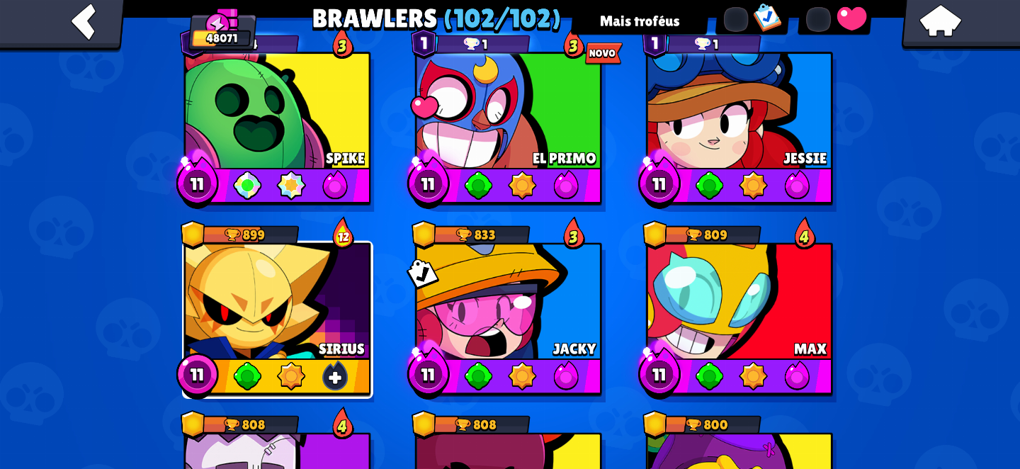 Conta Brawl Stars Full Brawlers (104/104) | Sirius, Kenji, Chester e Mais