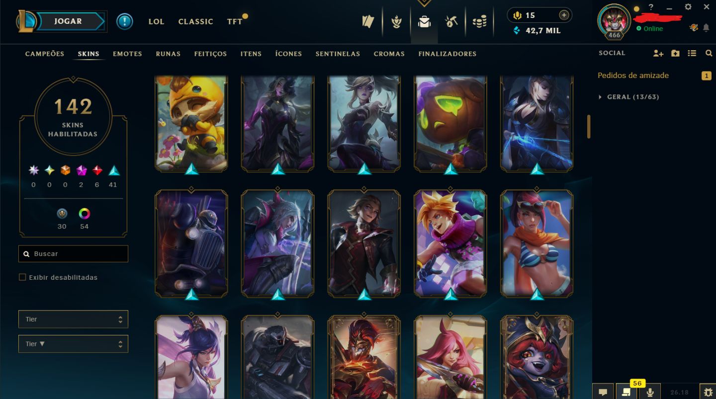 CONTA EX MESTRE 110 SKINS - ACEITO OFERTAS