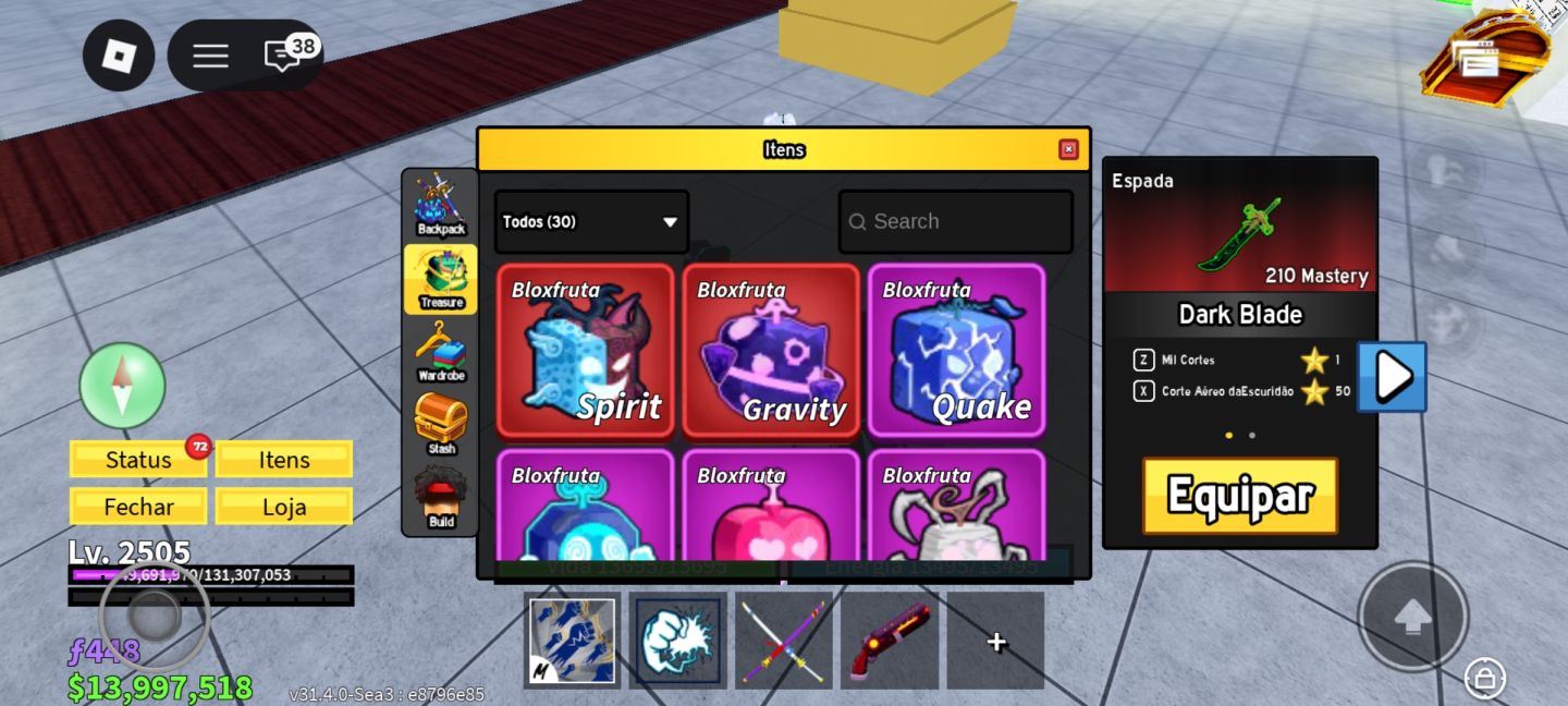 CONTA DE BLOX FRUITS COM TODAS GAMEPASS 30000bounty com Frutas perms